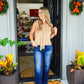 Camel Polka Dot Tie Shoulder Sweater