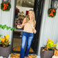 Camel Polka Dot Tie Shoulder Sweater