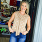 Camel Polka Dot Tie Shoulder Sweater