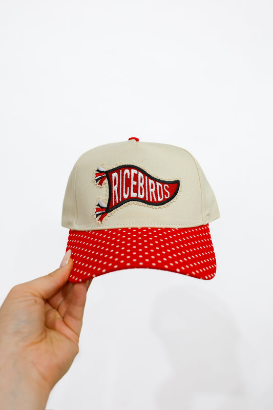 Ricebird Patch Red Polka Dot Trucker Hat - Southern Belle Boutique