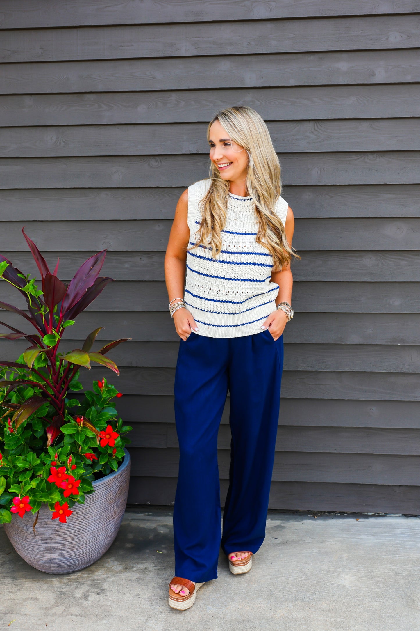 Alondra Stripe Crochet Detail Sweater