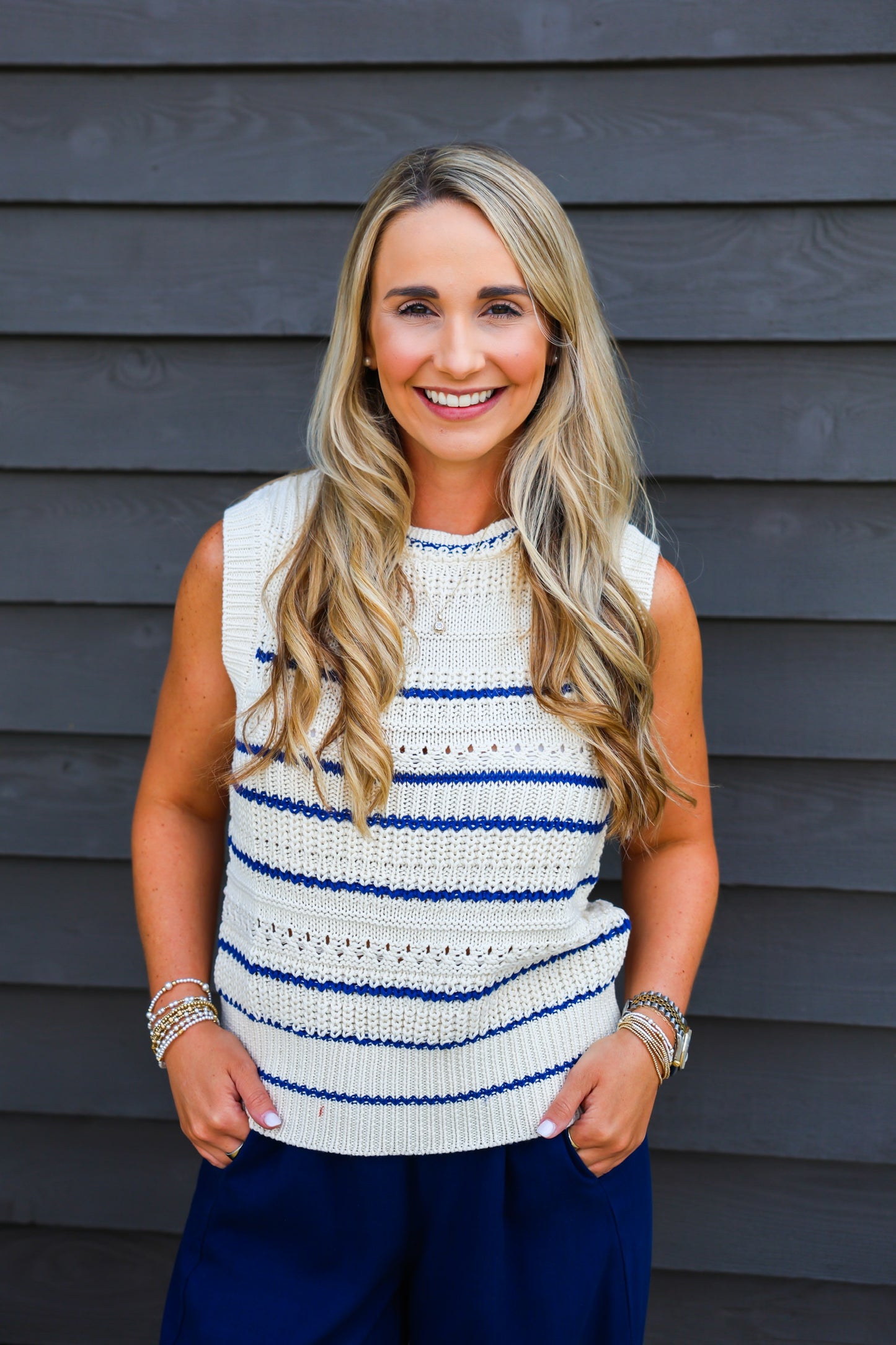 Alondra Stripe Crochet Detail Sweater