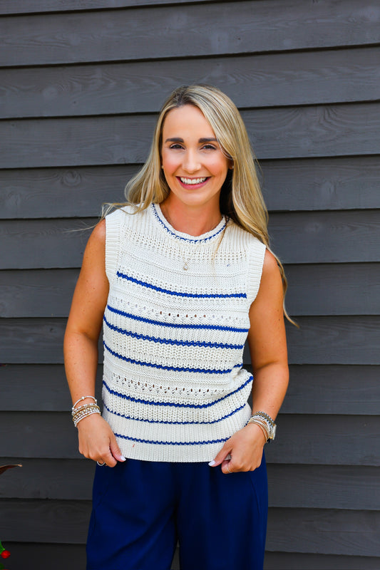 Alondra Stripe Crochet Detail Sweater