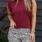 North Ruffle Trimmed Sleeve Slub Tank - Merlot