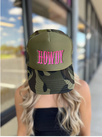 Camo Howdy Trucker Hat - Southern Belle Boutique