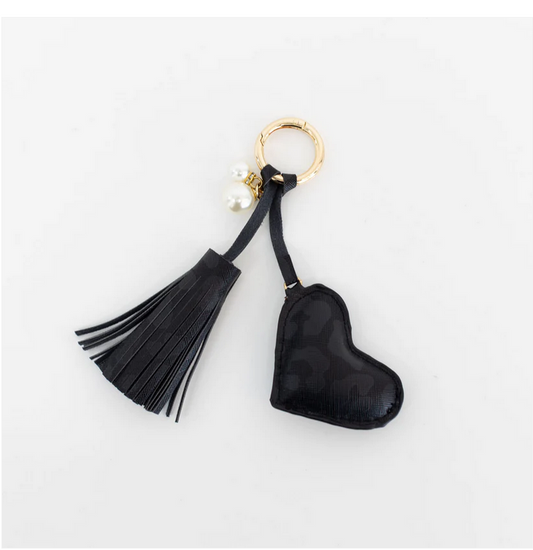 Black Leopard Dusti Rose Heart Keychain - Southern Belle Boutique