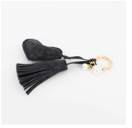 Black Leopard Dusti Rose Heart Keychain - Southern Belle Boutique