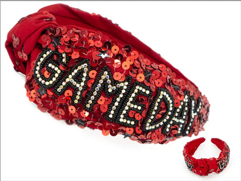 Red Sequin Game Day Headband