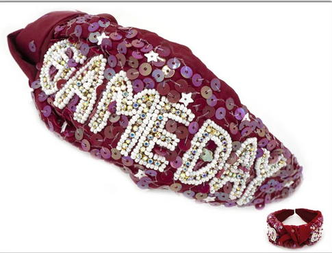 Maroon Sequin Headband Game Day