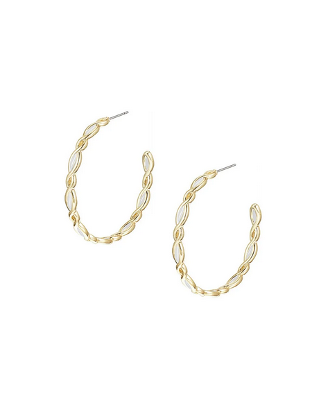 Bloom Hoop Earrings - Gold White