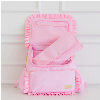 Ruffle Nylon Diaper Bag - Solid Pink - Southern Belle Boutique