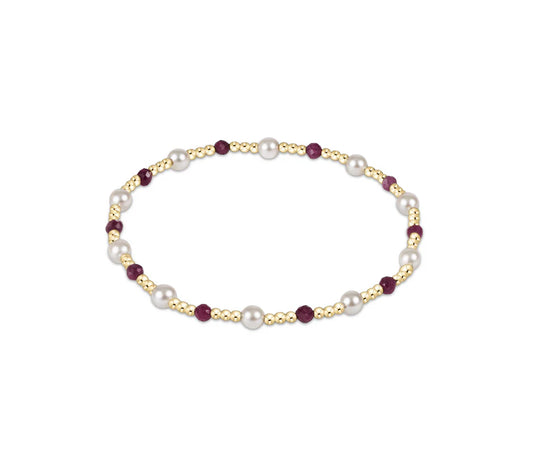 Pearl Sincerity Pattern 4MM Bead Bracelet - Ruby