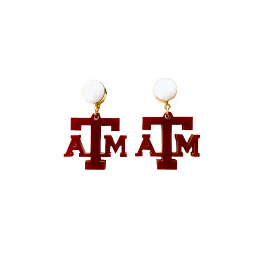 Texas A&M Mini Maroon A&M Earrings - Southern Belle Boutique
