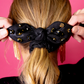 Shimmer Bow Scrunchie with Hand Sewn Crystals in Black - Southern Belle Boutique