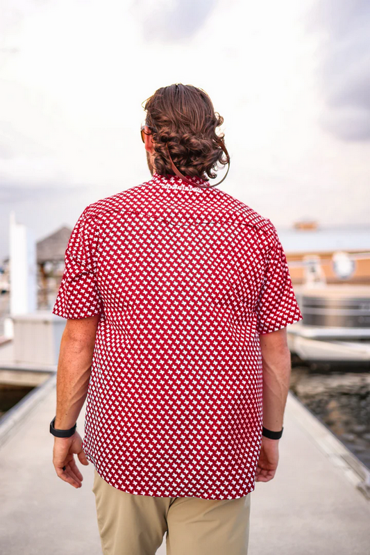 The Houston Pearl Snap Fishing Shirt - Red - Southern Belle Boutique
