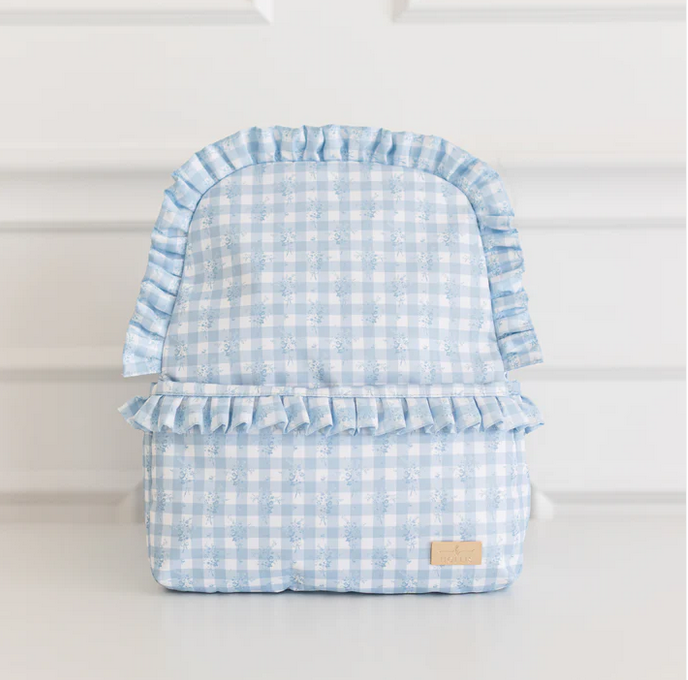 Ruffled Nylon Backpack - Blue Floral