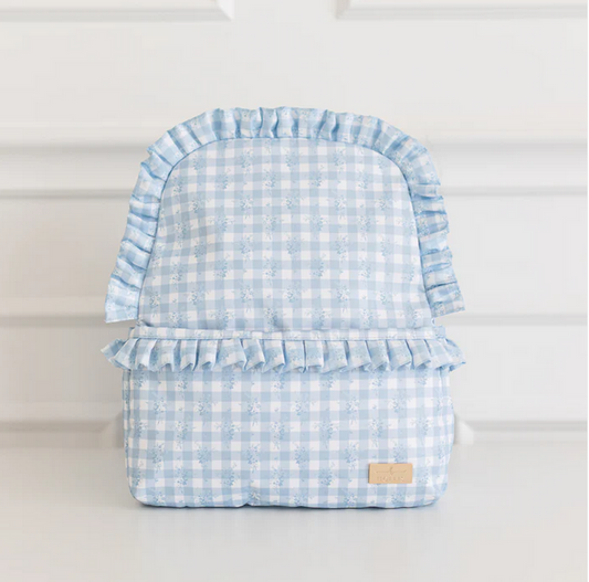 Ruffled Nylon Backpack - Blue Floral