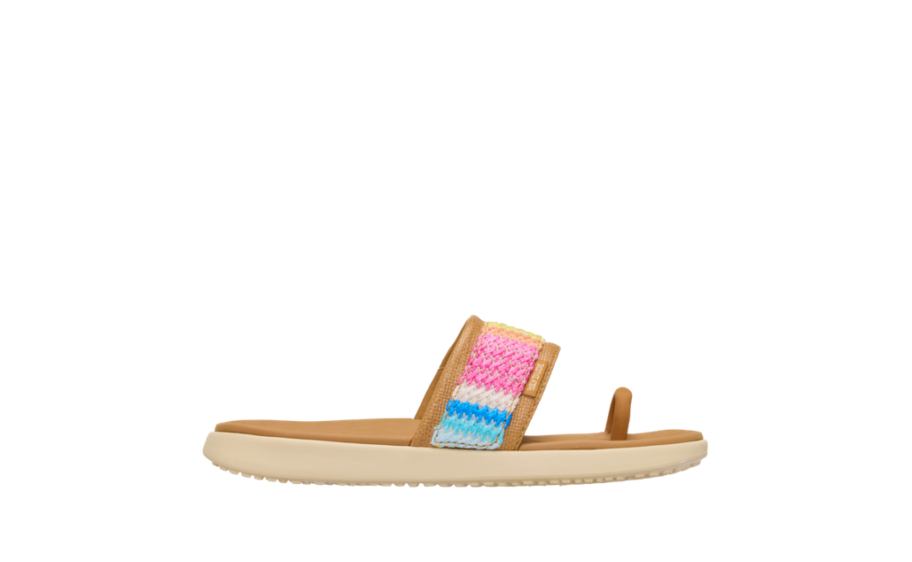 Maui Breeze Toe Loop Sandal - Tan/Multi Rainbow