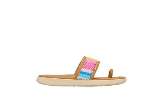 Maui Breeze Toe Loop Sandal - Tan/Multi Rainbow