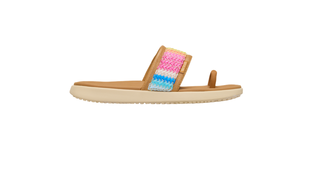 Maui Breeze Toe Loop Sandal - Tan/Multi Rainbow
