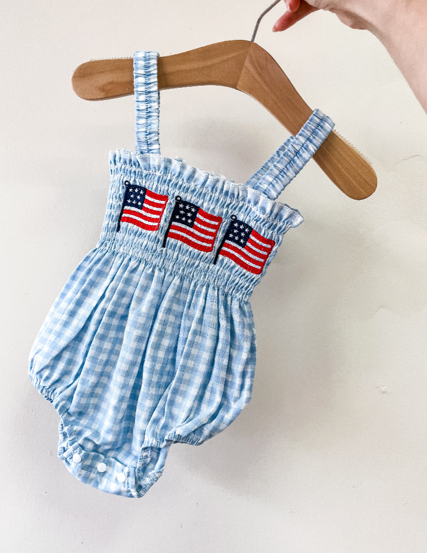 Gingham Flag Romper - Southern Belle Boutique