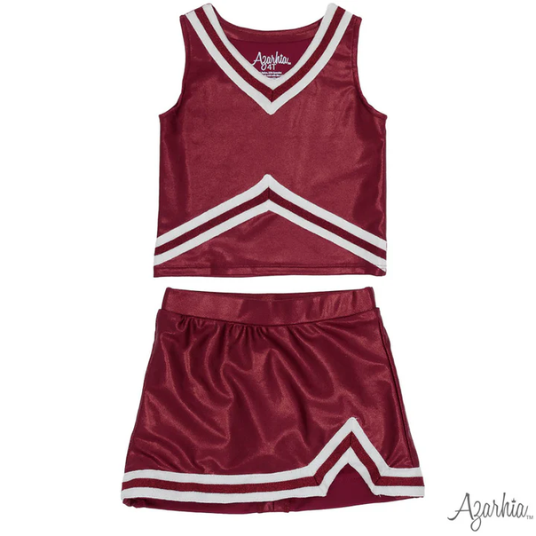 Shimmer Cheer Suit - Maroon - Southern Belle Boutique