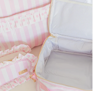 Ruffled Nylon Lunchbox - Pink Polka Stripe