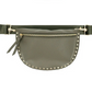 Olive Studded Edge Vegan Leather Fanny Pack