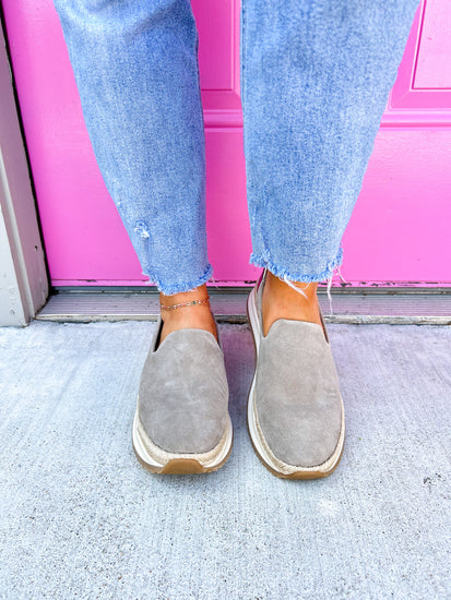 Jocelyn Taupe Metallic Suede Espadrille Sneaker - Southern Belle Boutique