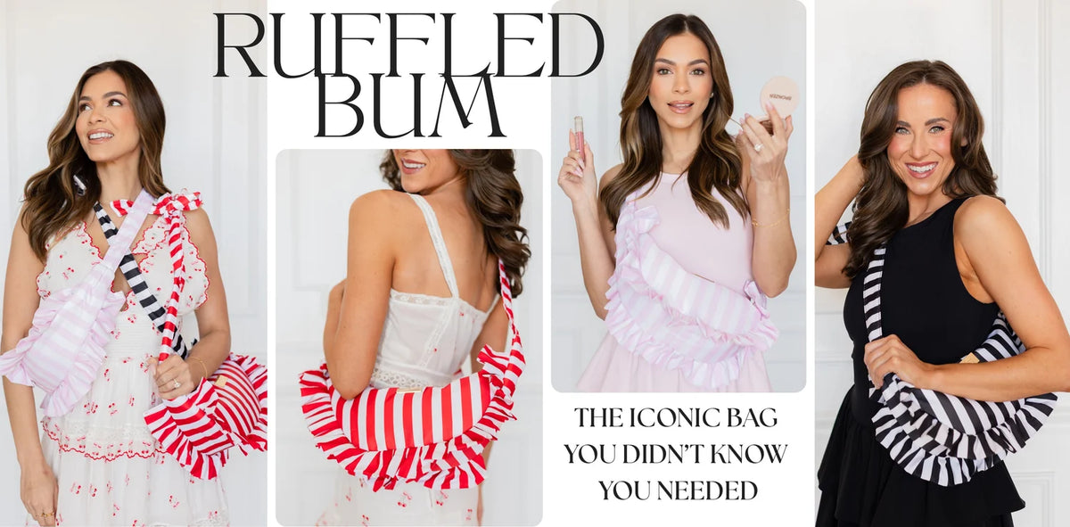 Ruffled Bum Bag - Brown Stripe