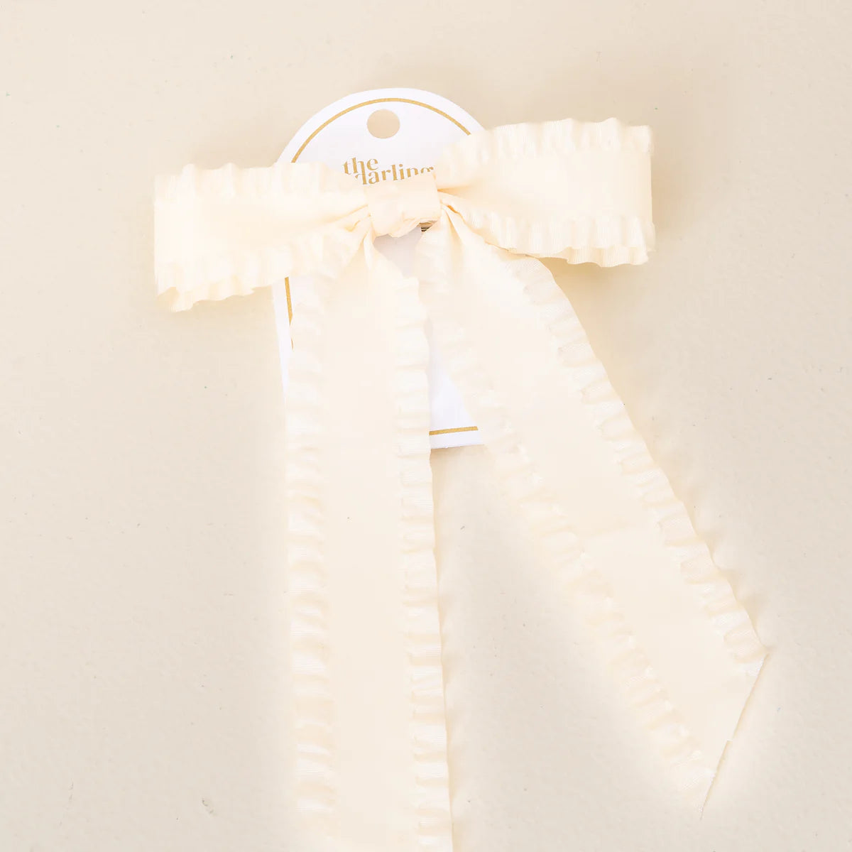 Ruffle Hair Bow - Cream