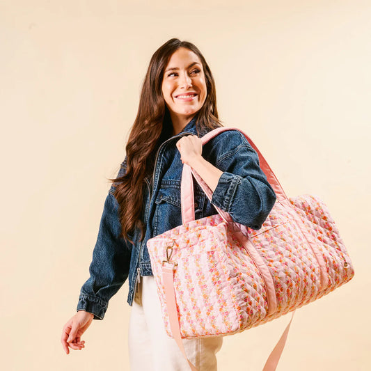 On-The-Go Quilted Weekender Bag-Petal Parade Pink - Southern Belle Boutique
