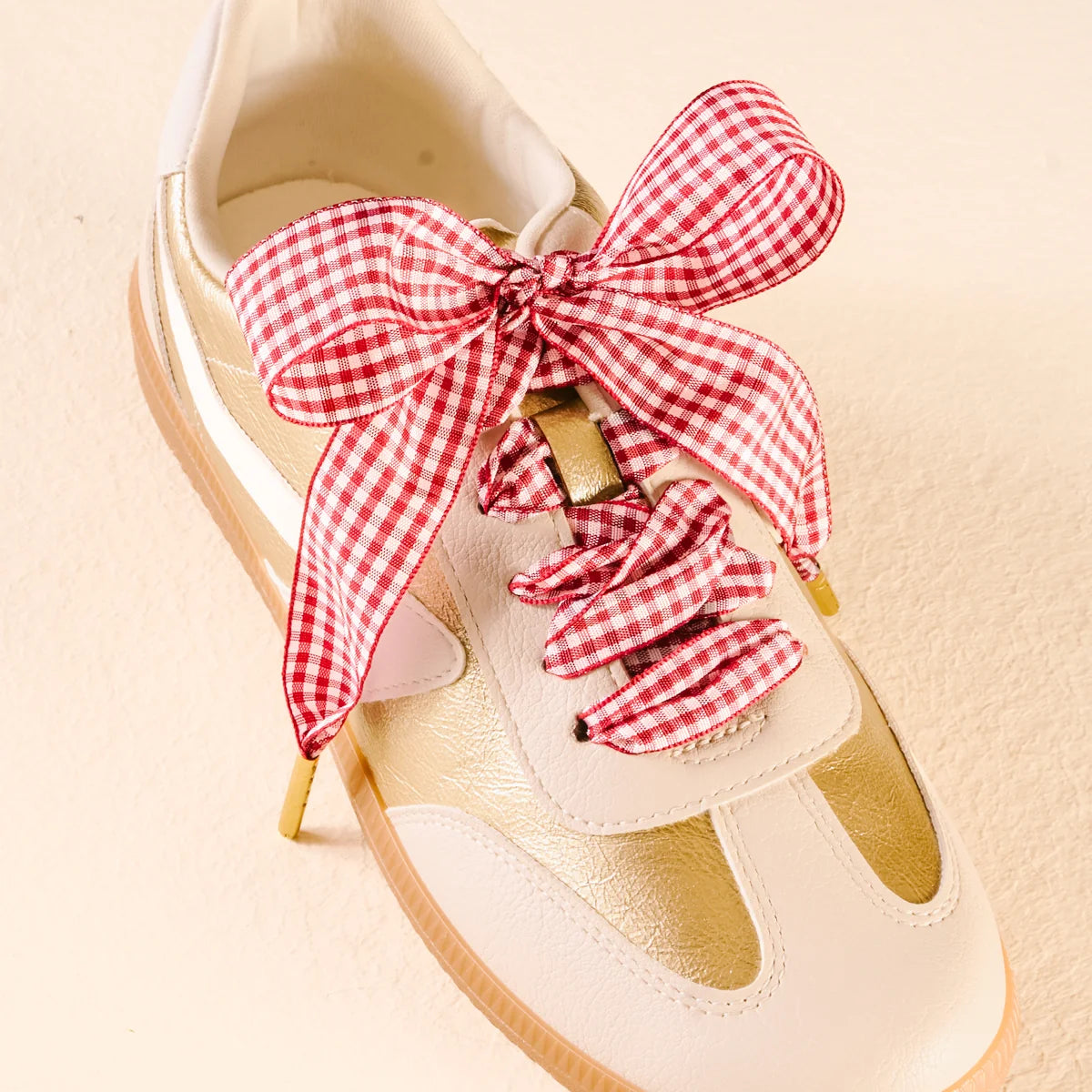 Step It Up Shoelaces- Gingham Red