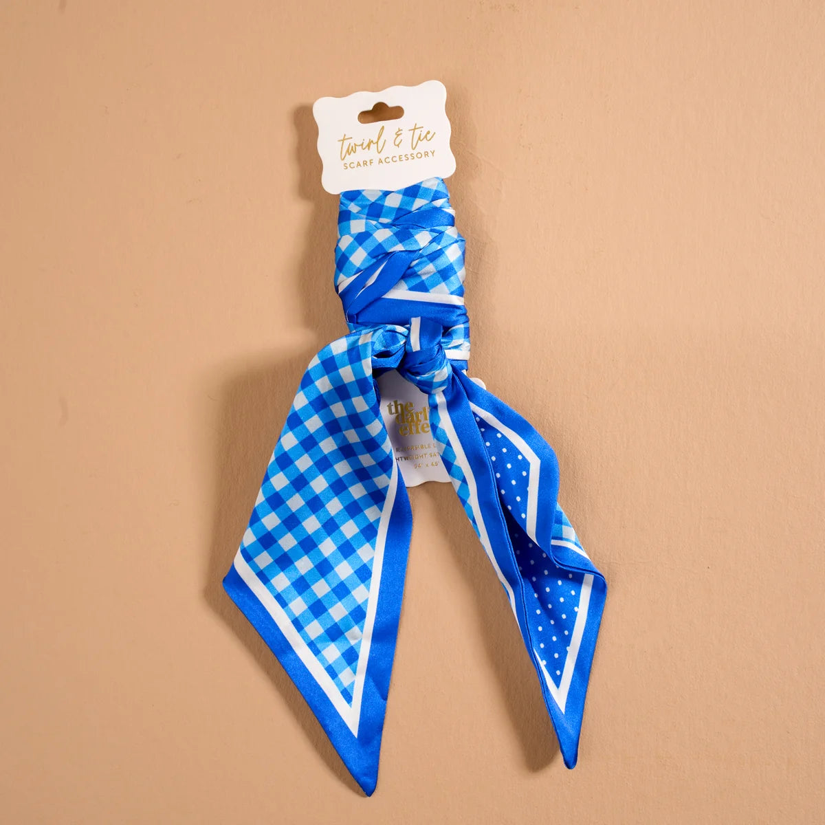 Twirl & Tie Scarf Accessory- Gingham Blue