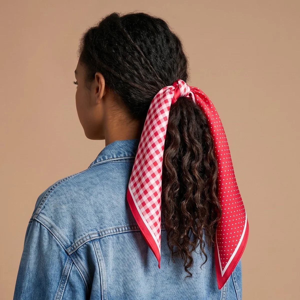 Twirl & Tie Scarf Accessory - Gingham Red