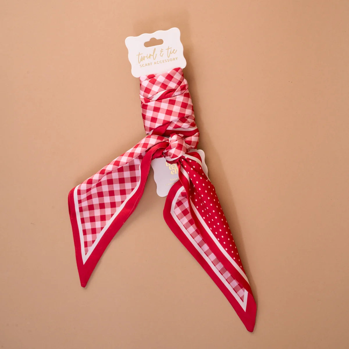 Twirl & Tie Scarf Accessory - Gingham Red