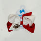 Football Hair Bow w/Clip - Red/White (Med) - Southern Belle Boutique