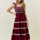 Burgundy Smocked Ruffle Cap Sleeve Dress - Southern Belle Boutique