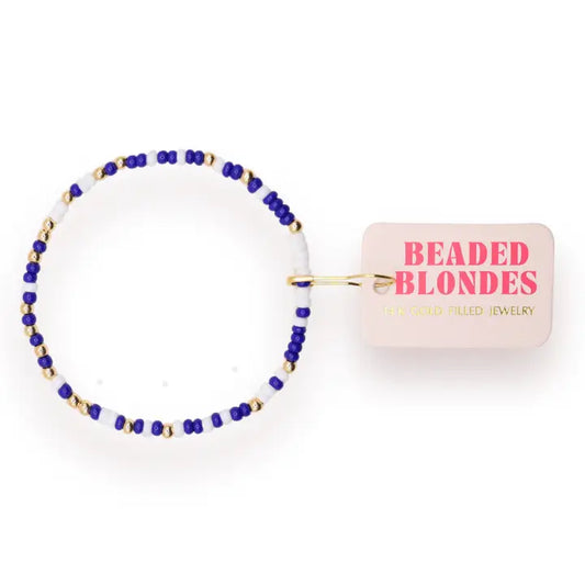 Navy & White Game Day Sprinkle Bracelet - 6.25"