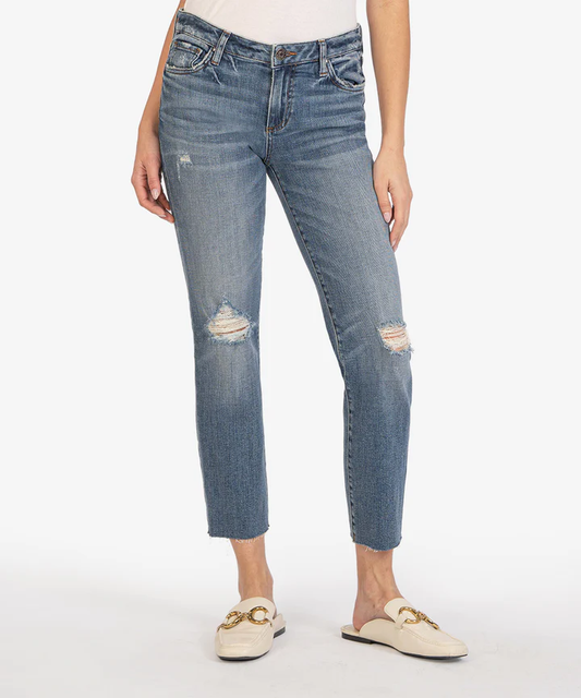 Reese Mid Rise Ankle Slim Straight Leg Jeans - Flavorful Wash - Southern Belle Boutique