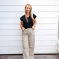 Leopard Straight Leg Cuffed Jeans