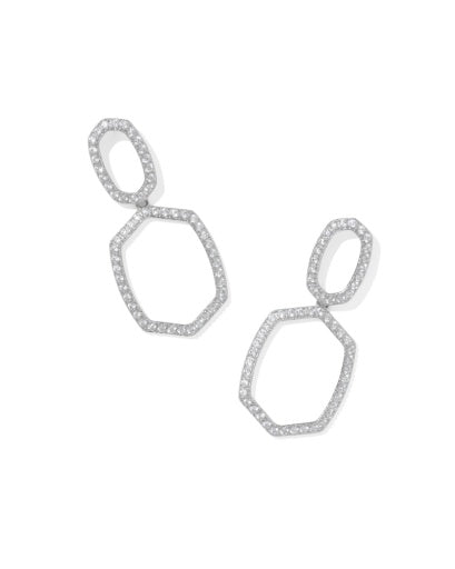 Daphne Pave Open Frame Earrings - Silver White Cz - Southern Belle Boutique