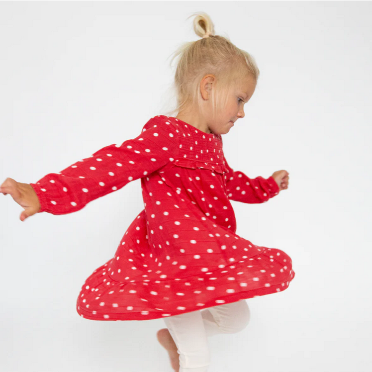 Smocked Ruffle Dress & Leggings - Polka Dot - Southern Belle Boutique