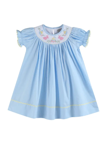 Lt Blue Easter Smocked Dress - Southern Belle Boutique