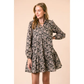 Leaf Print Poplin Mini Dress