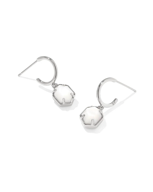 Tomon Huggie Earrings - Silver Mother of Pearl - Southern Belle Boutique