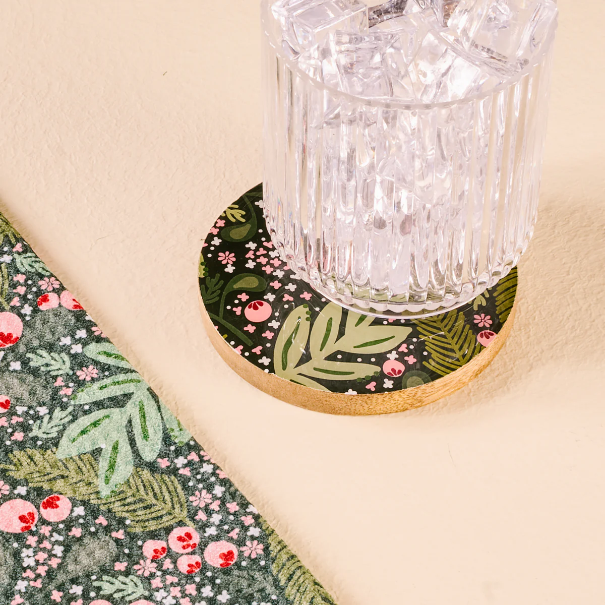 Jolly Sprig Wood Enamel Coaster - Southern Belle Boutique