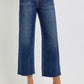 Risen High Rise Crop Wide Button Up Jean - Dark