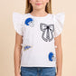 Blue Helmet And Bow Patched Ruffled Tank