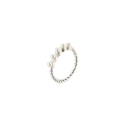 Adorned Pearl Stacking Ring, Silver - Southern Belle Boutique